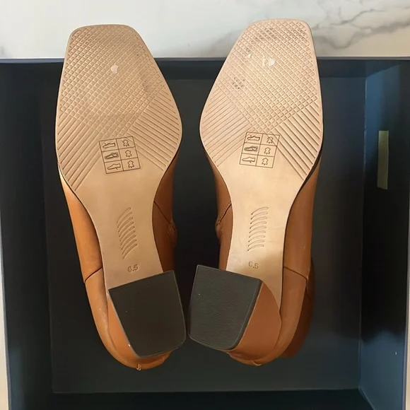 PAIGE Farah Square Toe Booties in Cognac, Size 6.5 NEW in Box $420